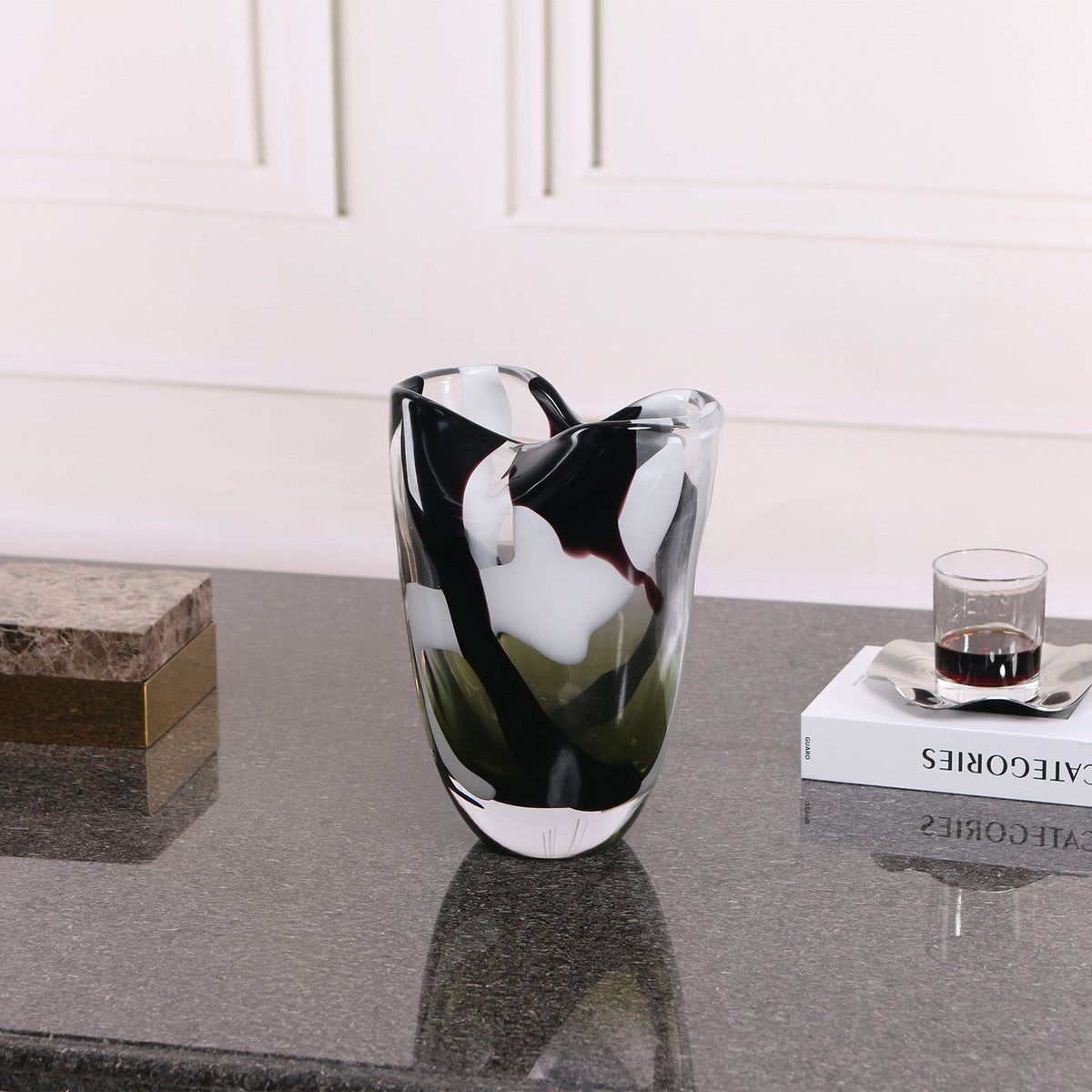 Natasha Glass Vase - Black and Grey