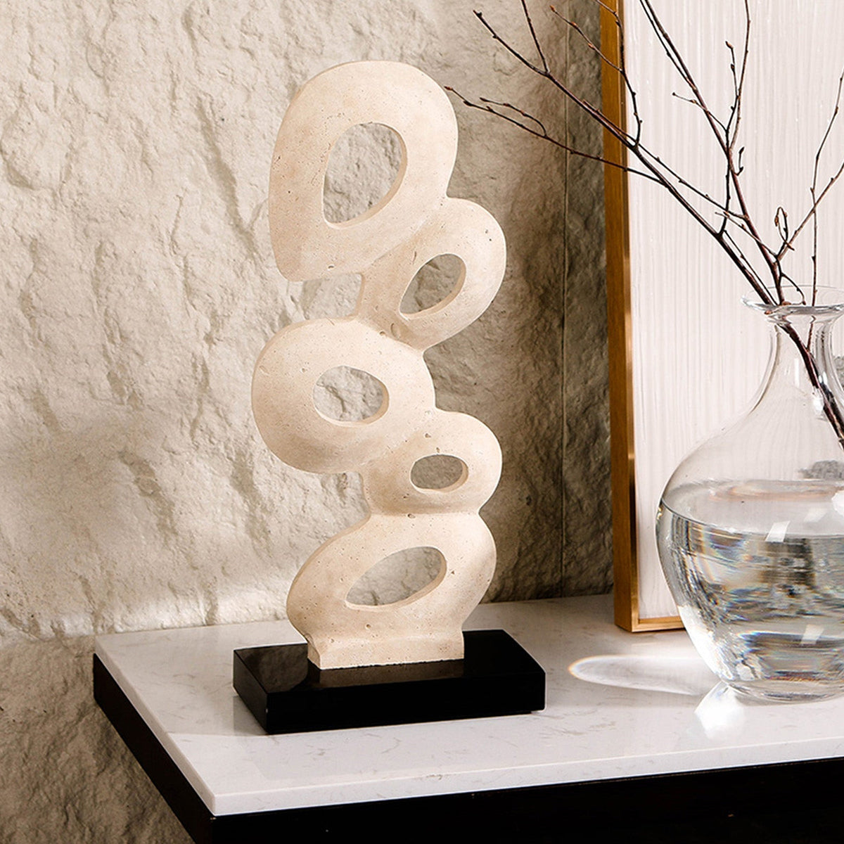 Stone Flow Sculpture - Beige & Black