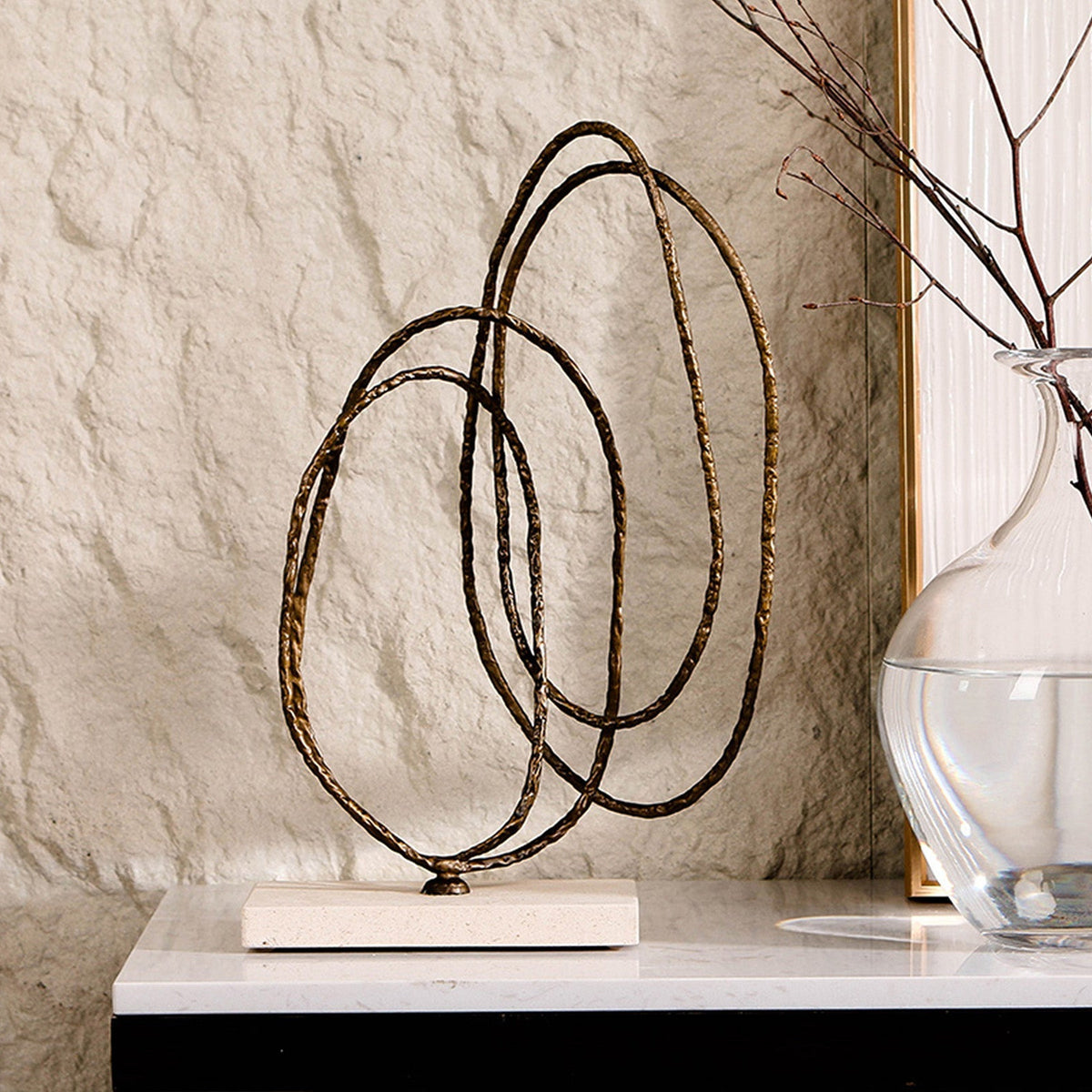 Kinetic Harmony Sculpture - Dark Bronze & Beige