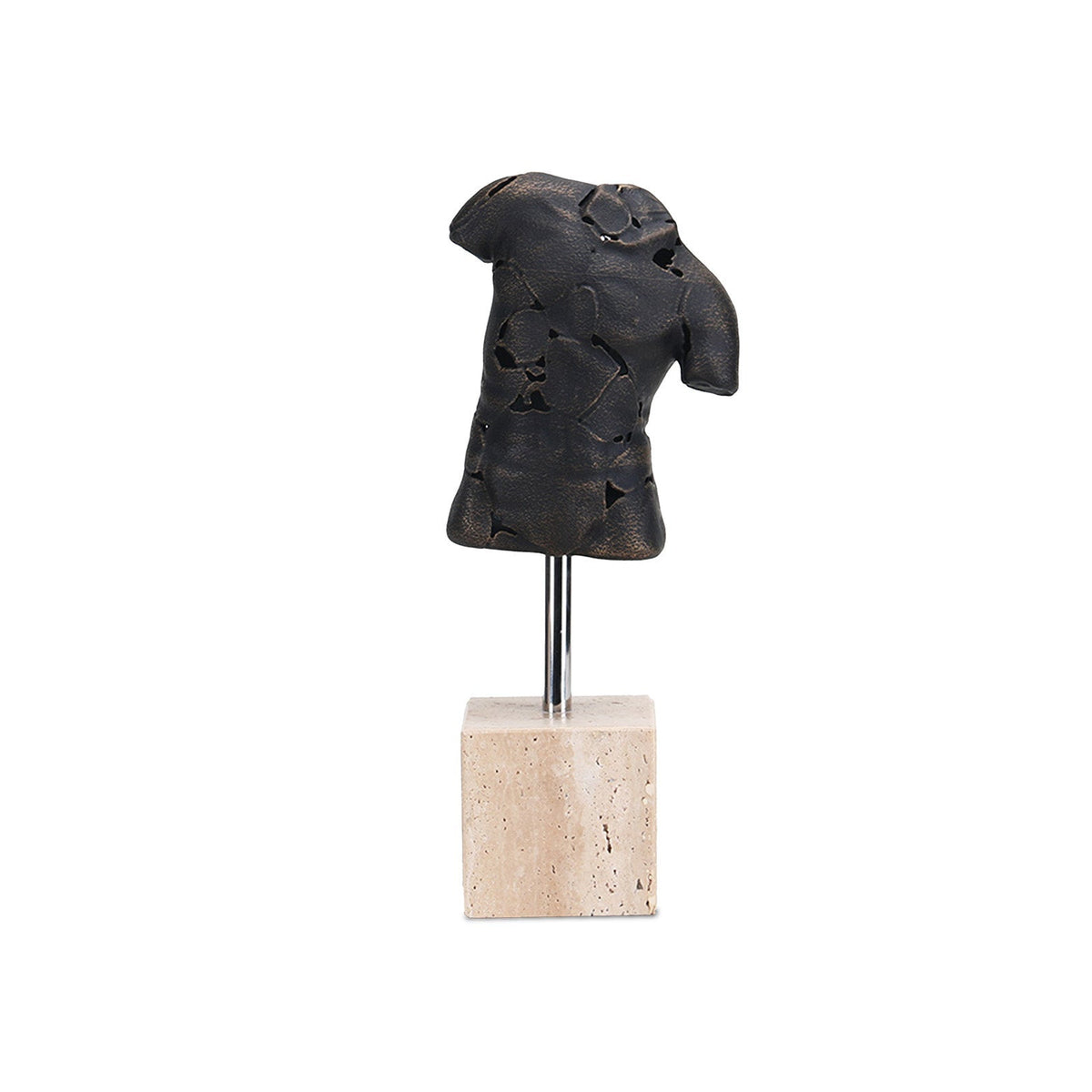 Scarred Elegance Sculpture - Dark Bronze & Beige