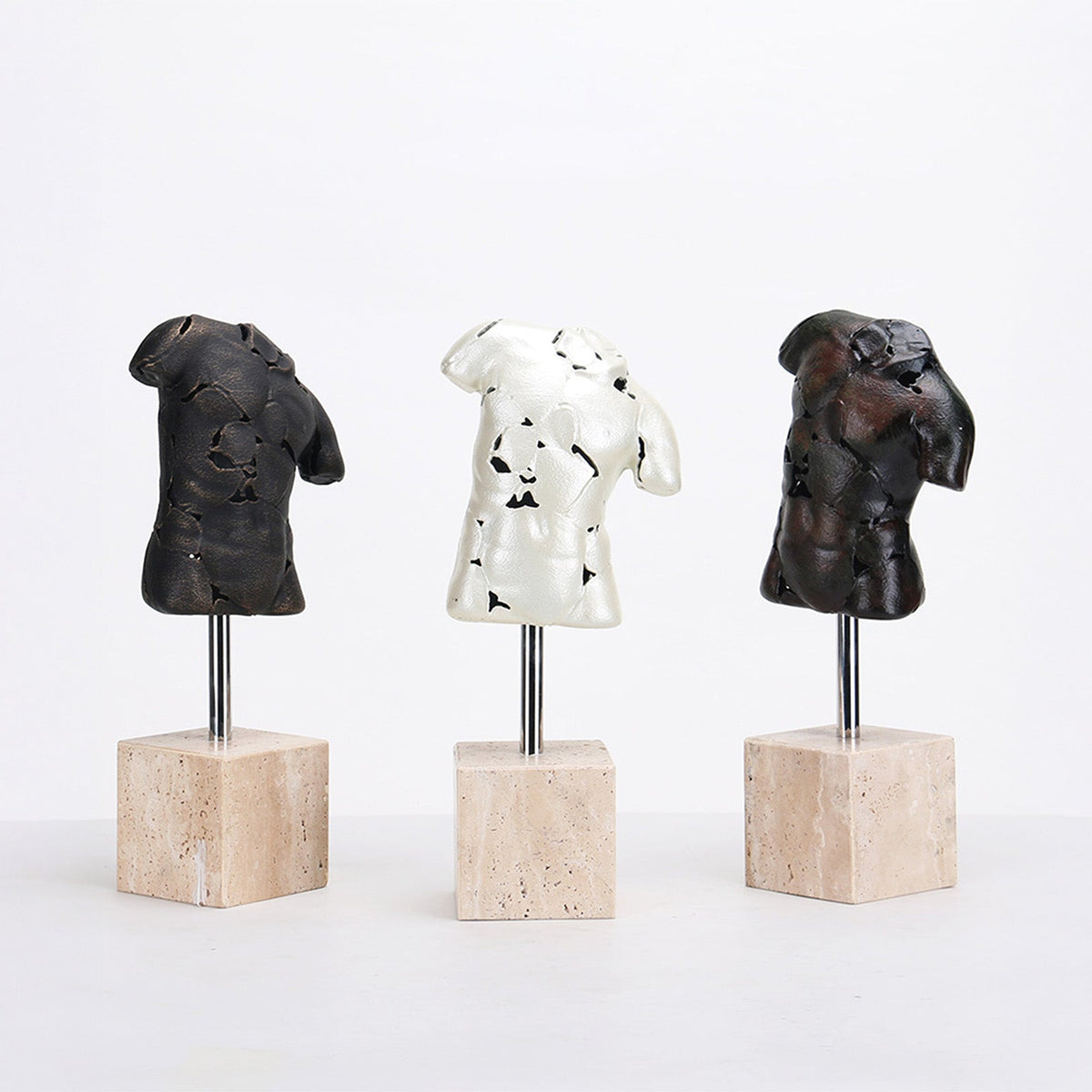 Scarred Elegance Sculpture - Dark Bronze & Beige