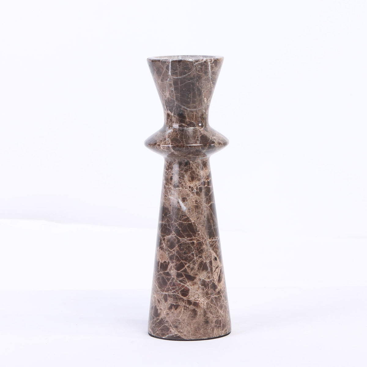 Melora Candle Holder - Dark Brown Marble