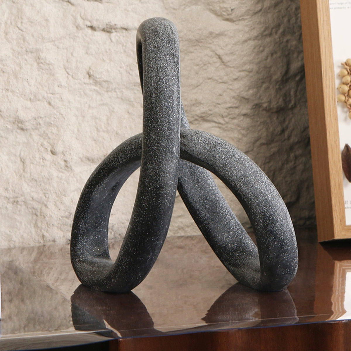 Loop Sculpture - Matte Black Marble Effect