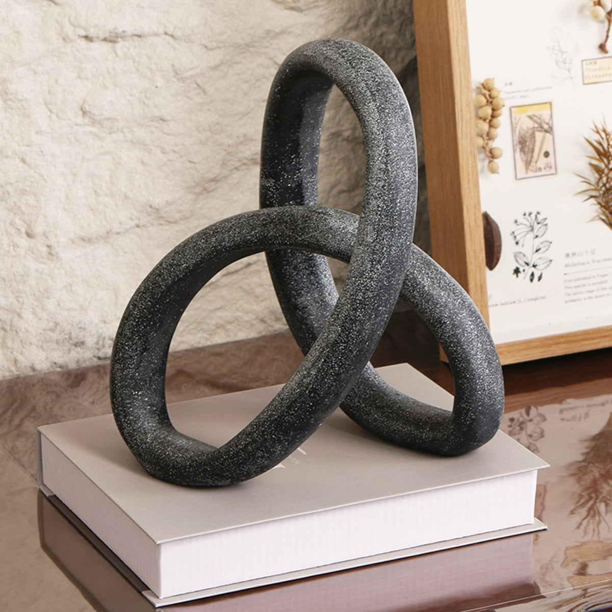 Loop Sculpture - Matte Black Marble Effect