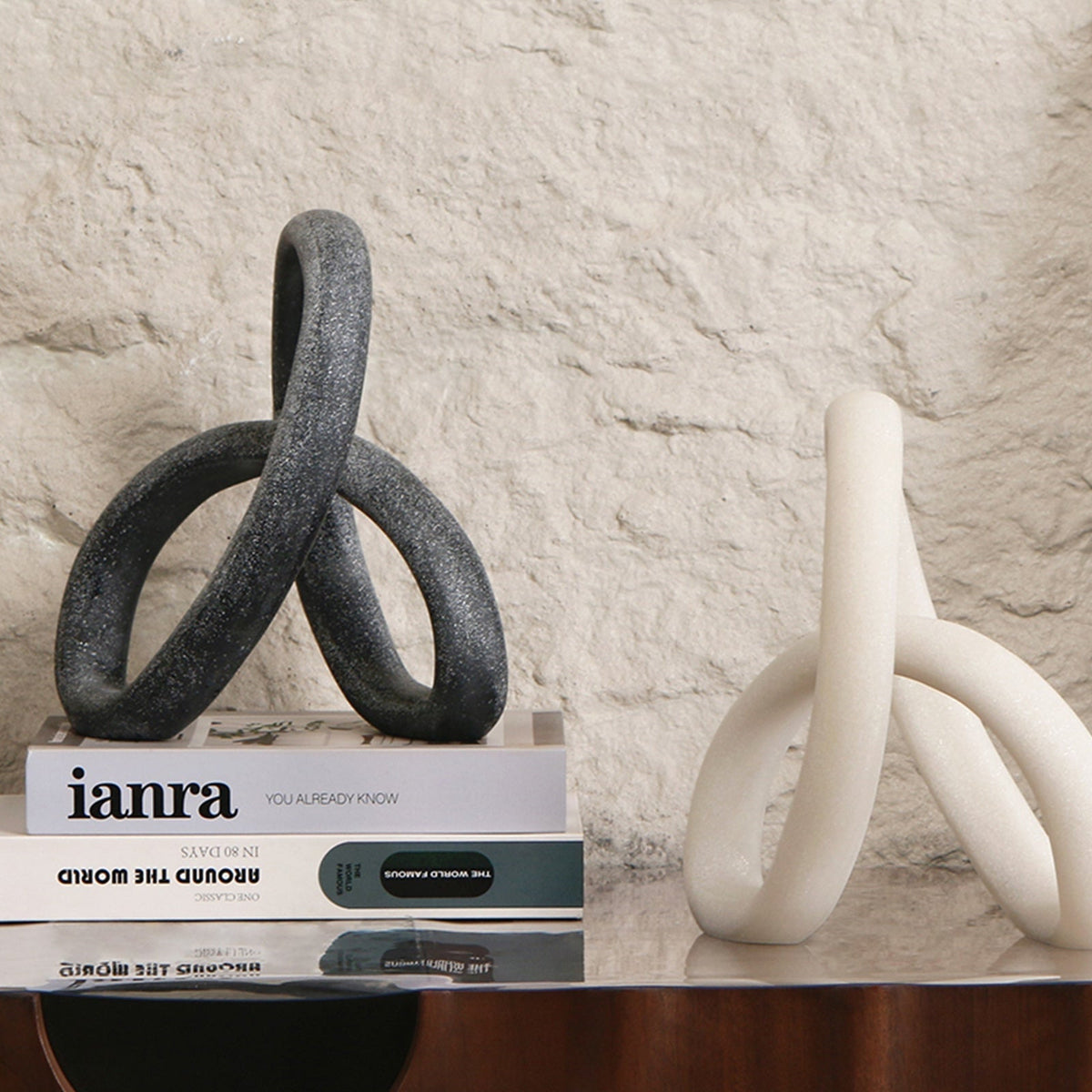 Loop Sculpture - White Marble Effect