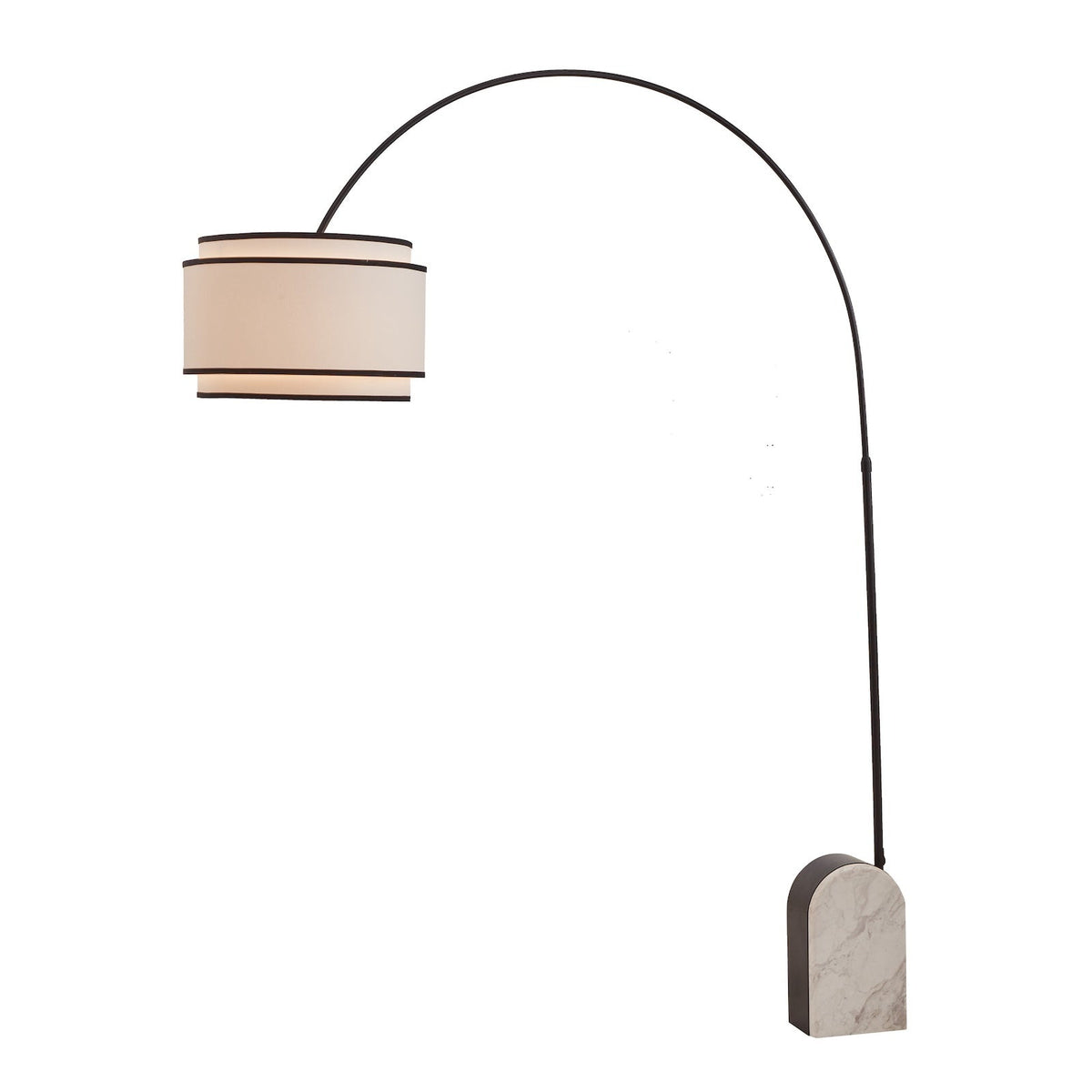 Arcadia Floor Lamp - White Marble/Matt Black Metal/White Linen