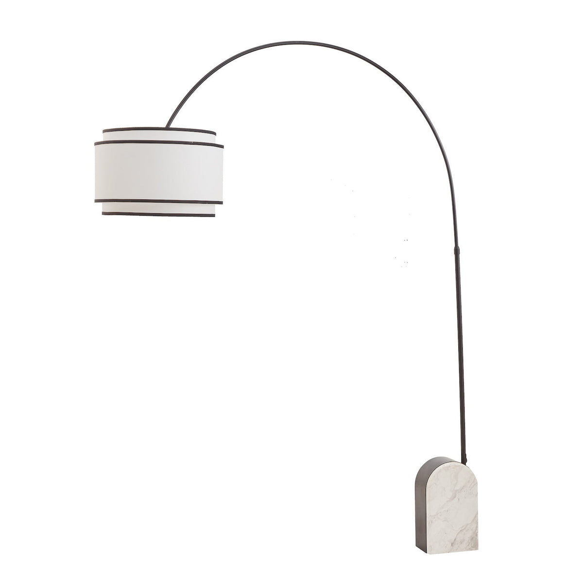 Arcadia Floor Lamp - White Marble/Matt Black Metal/White Linen