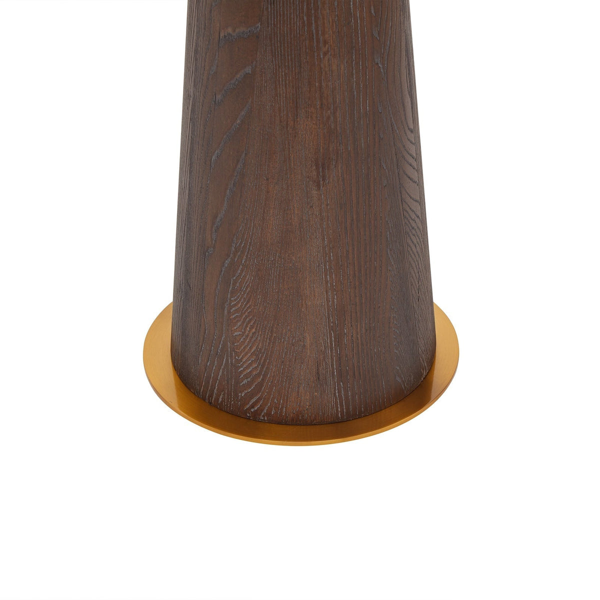 Brandon Floor Lamp - Brushed Dark Brown Oak/Antique Brass/White Linen Shade