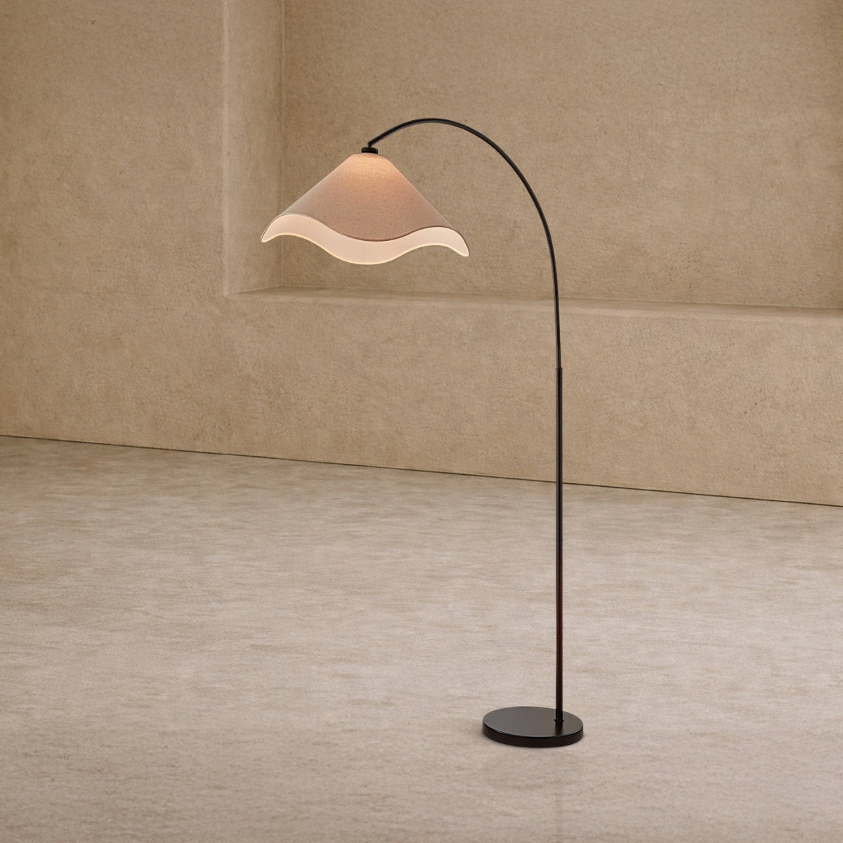 Blossom Floor Lamp - Matt Black and Textured Linen