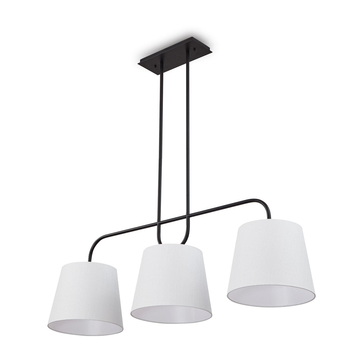 De Voir Pendant Lamp - Black Metal and White Linen