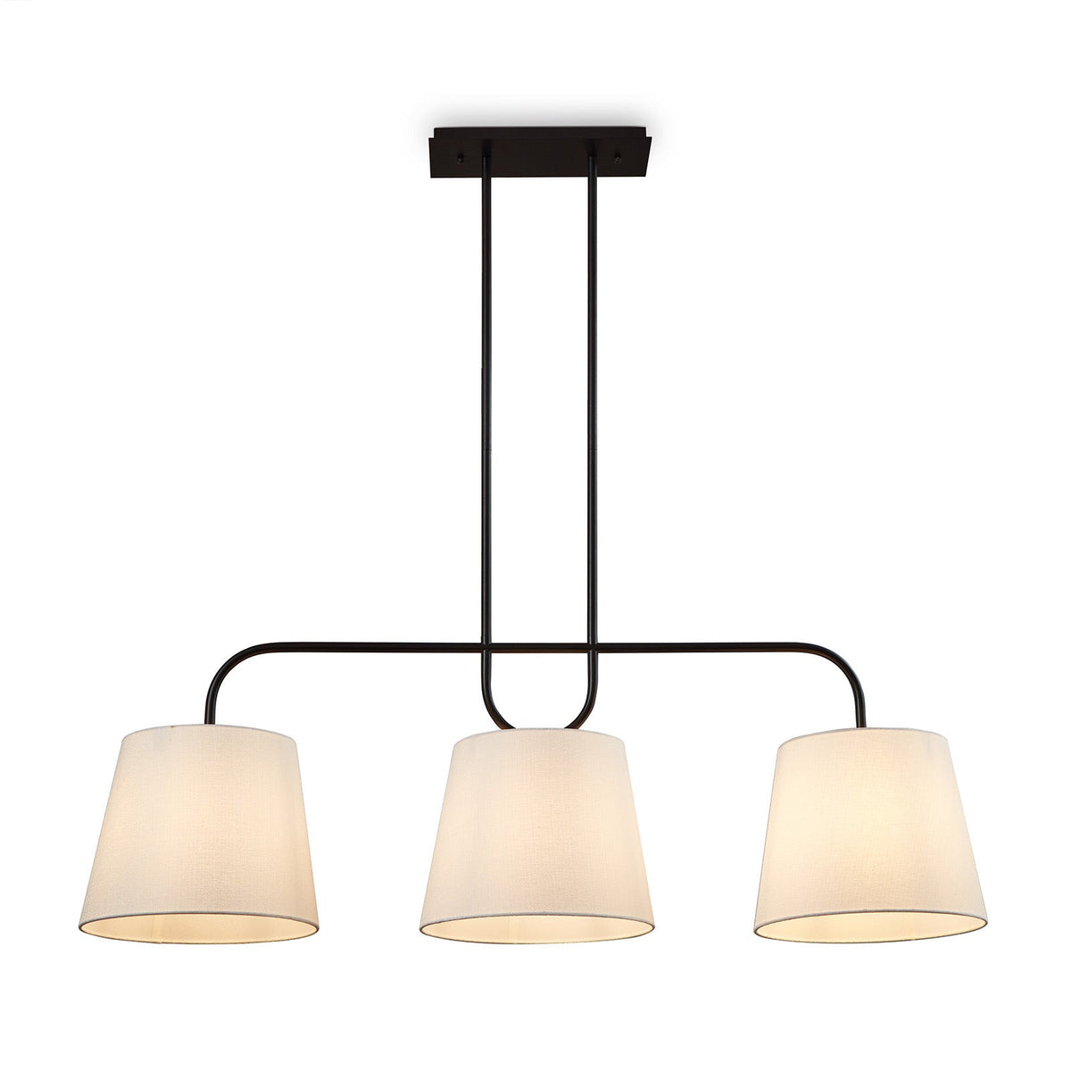 De Voir Pendant Lamp - Black Metal and White Linen