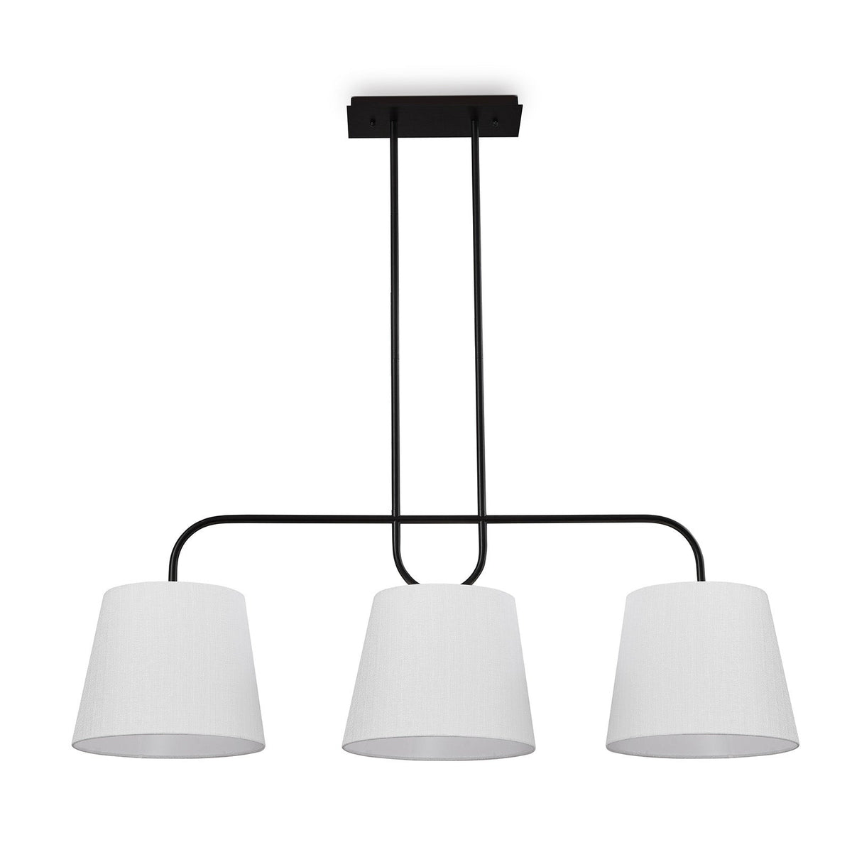 De Voir Pendant Lamp - Black Metal and White Linen