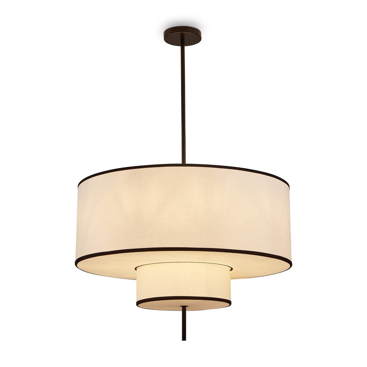 Aris Pendant Lamp - Black Metal and White Linen