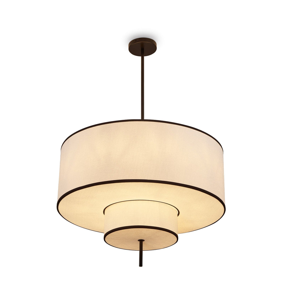 Aris Pendant Lamp - Black Metal and White Linen