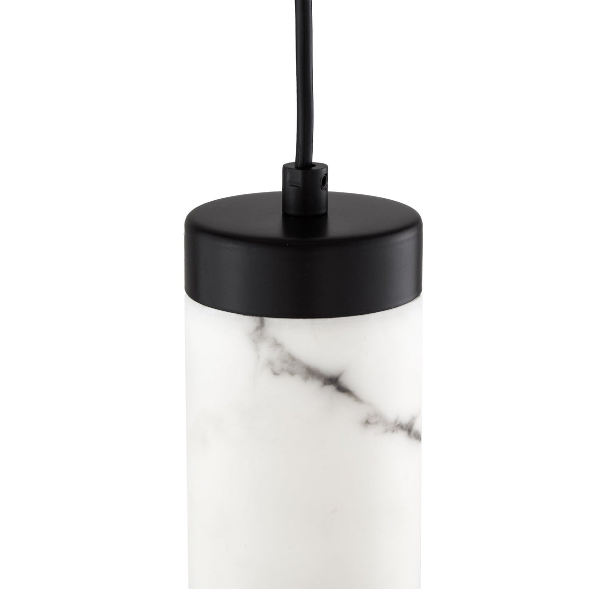 Abaco Pendant Lamp - Alabaster Effect/Black Metal