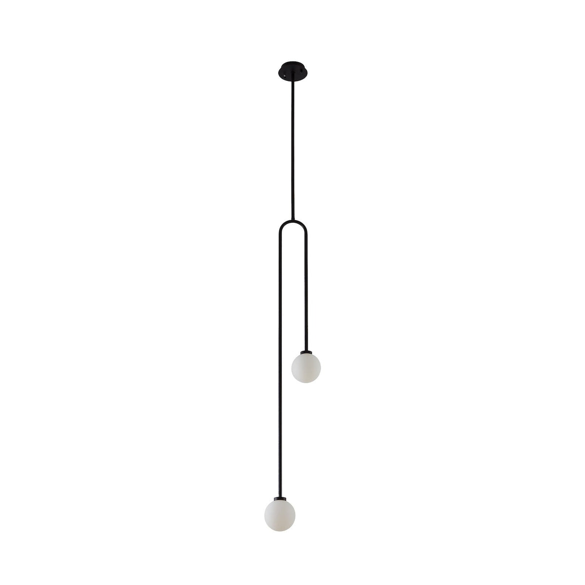 Arket Pendant Lamp - White Frosted Glass Globe/Black Metal