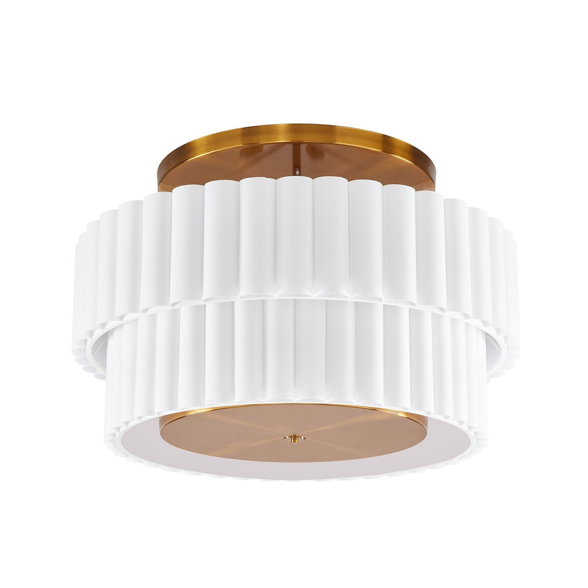 Ventus Ceiling Lamp - Brushed Antique Brass/Off White Linen Shade