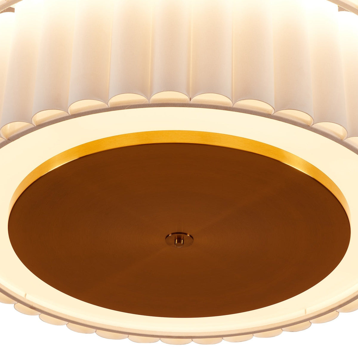 Ventus Ceiling Lamp - Brushed Antique Brass/Off White Linen Shade