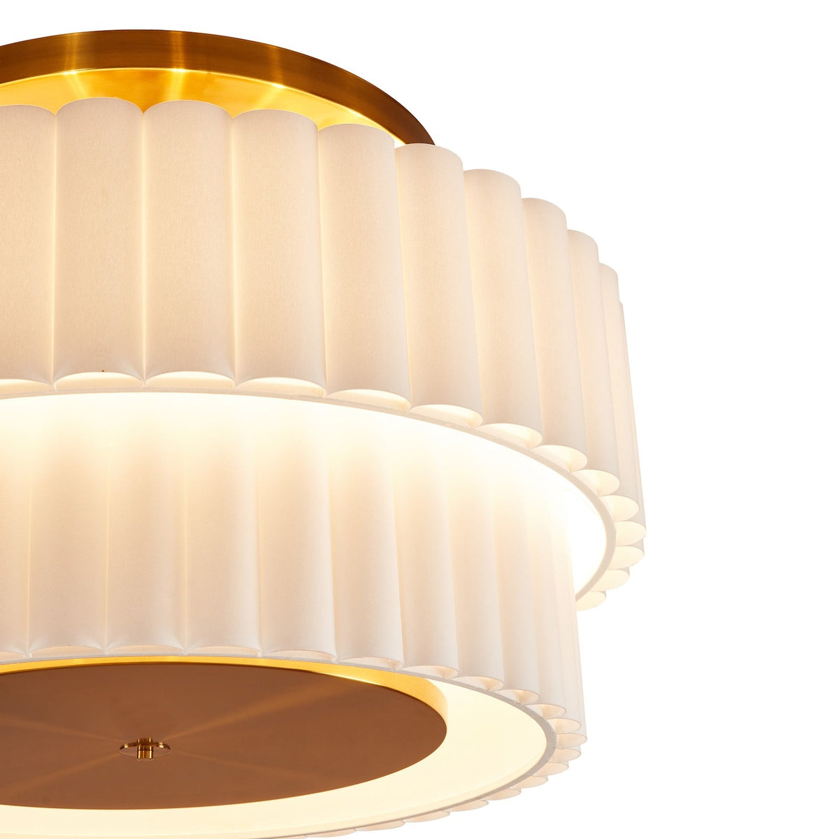 Ventus Ceiling Lamp - Brushed Antique Brass/Off White Linen Shade