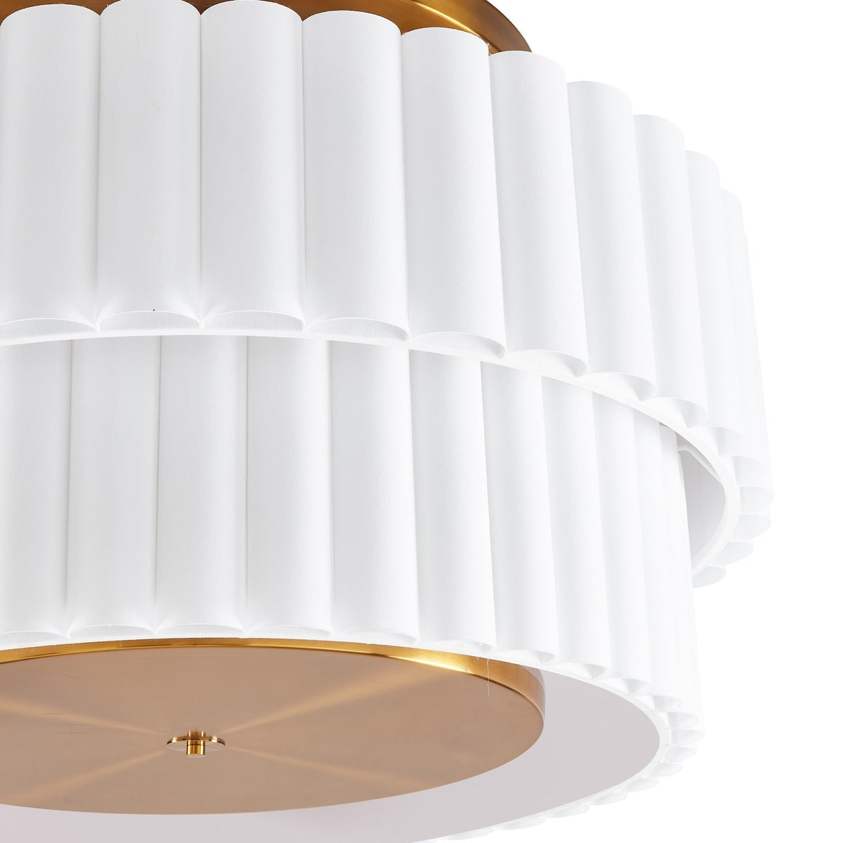 Ventus Ceiling Lamp - Brushed Antique Brass/Off White Linen Shade