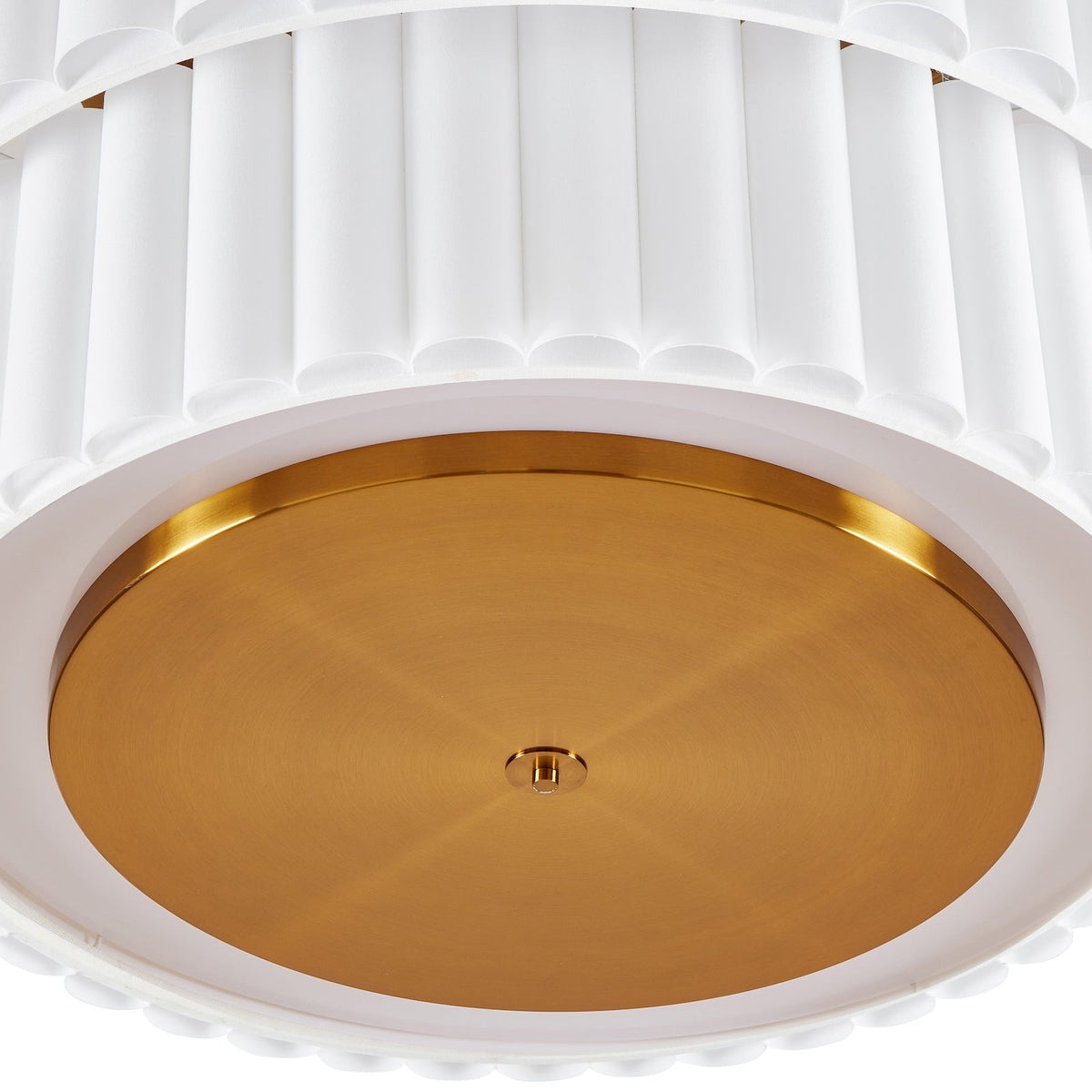 Ventus Ceiling Lamp - Brushed Antique Brass/Off White Linen Shade