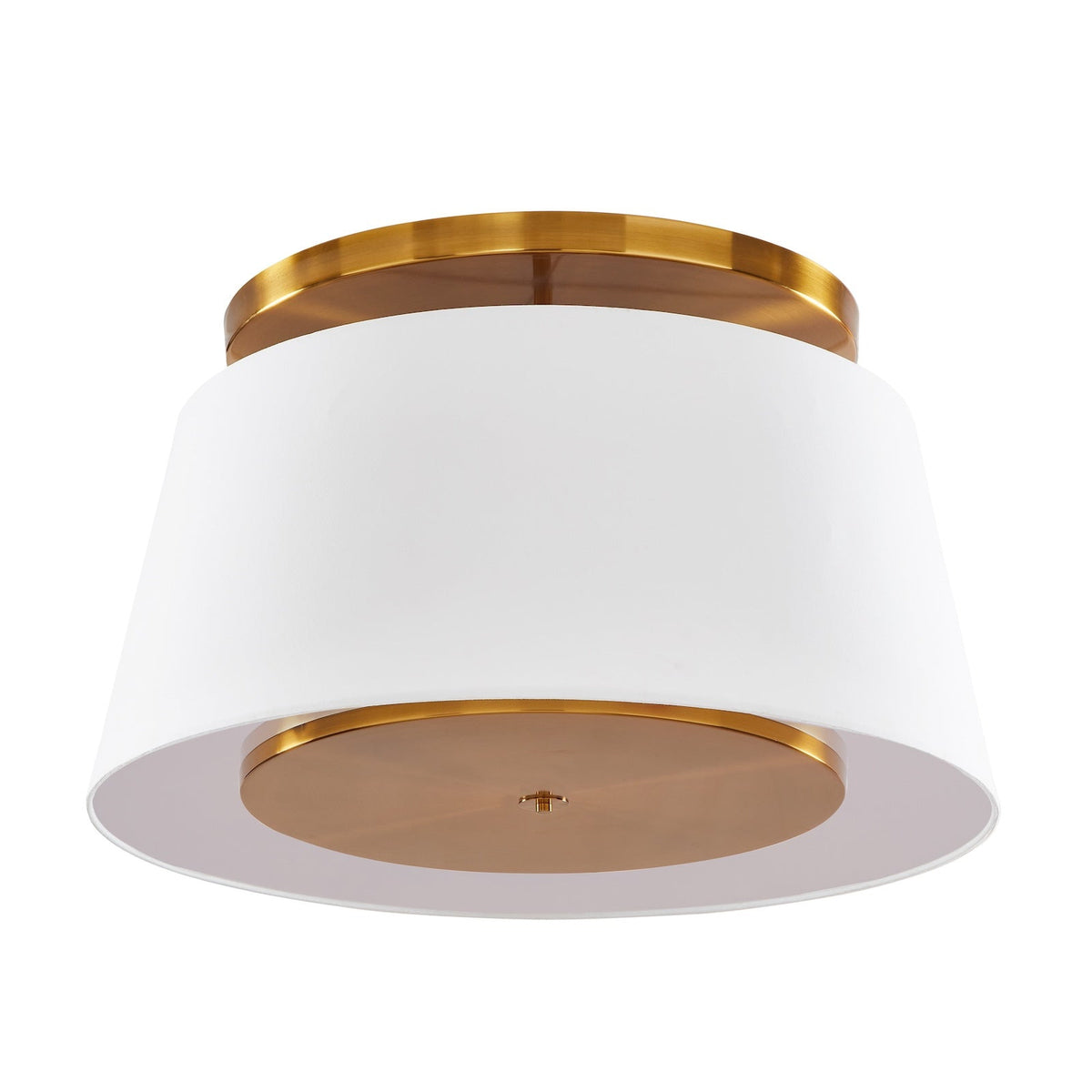 Mila Ceiling Lamp - Brushed Antique Brass/Off White Linen Shade