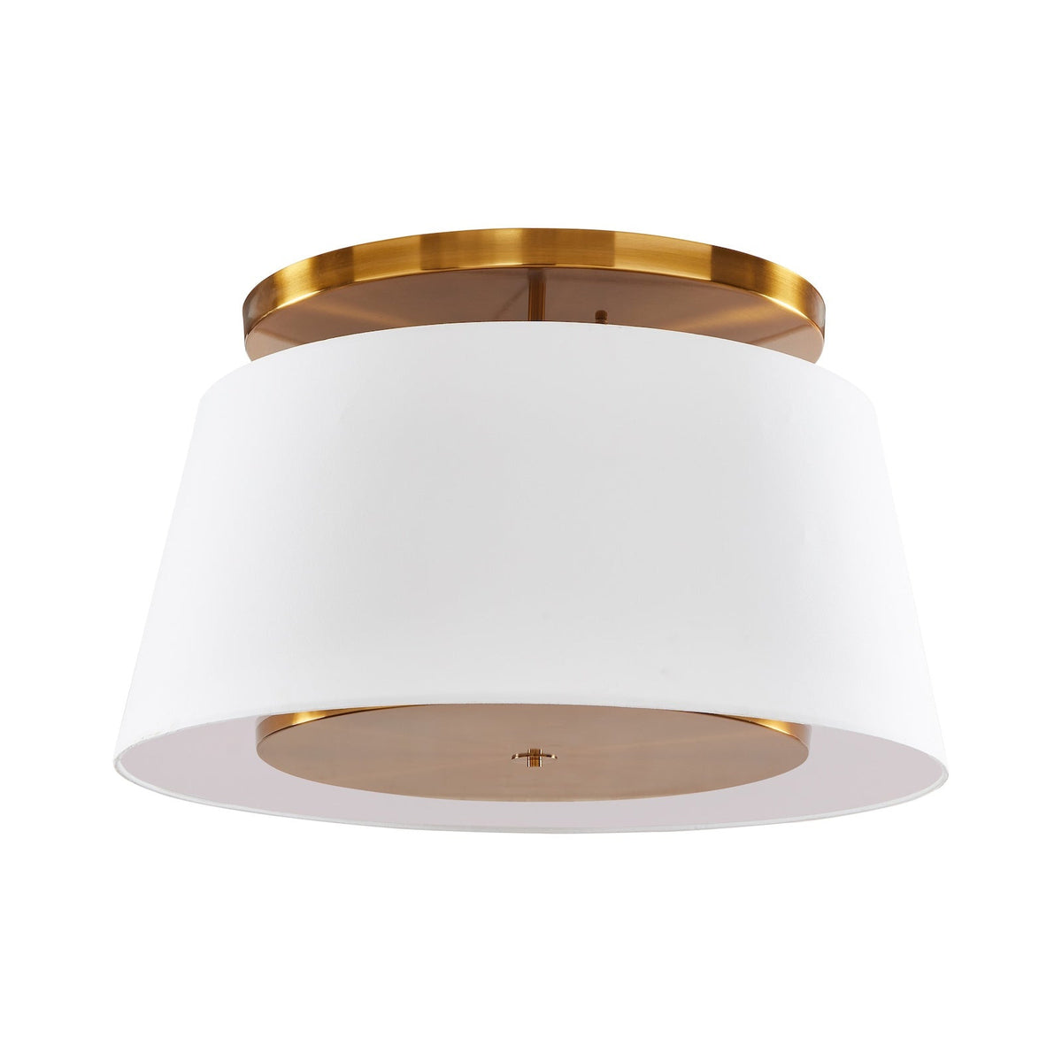 Mila Ceiling Lamp - Brushed Antique Brass/Off White Linen Shade