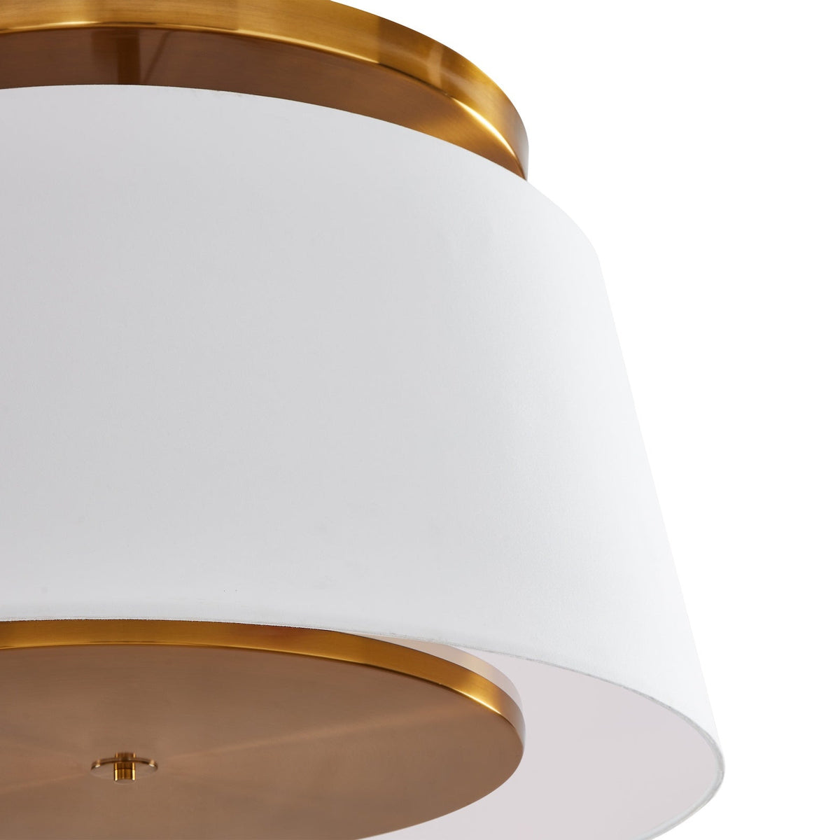 Mila Ceiling Lamp - Brushed Antique Brass/Off White Linen Shade