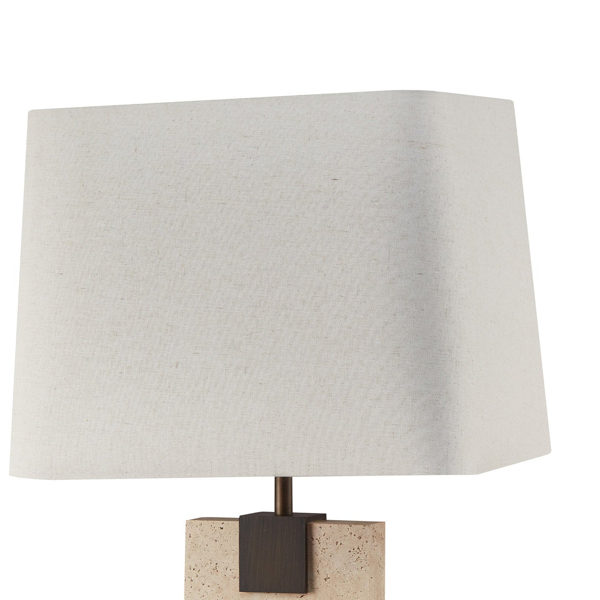 Madison Table Lamp - Travertine and Off White Linen