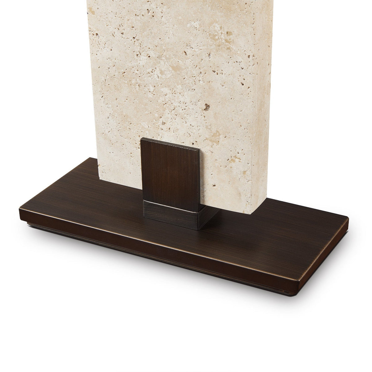 Madison Table Lamp - Travertine and Off White Linen