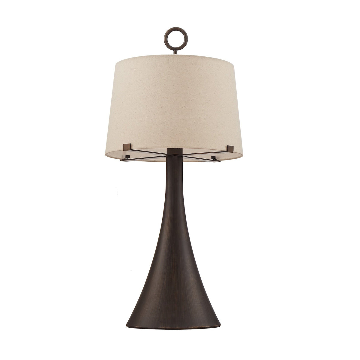 Leila Table Lamp - Antique Hairline Bronze/Off White Linen Shade