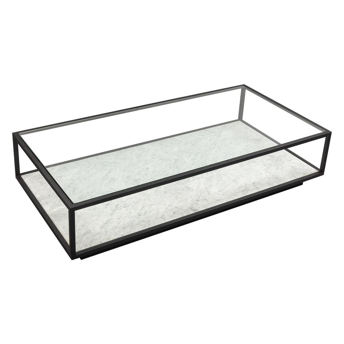 Belmon Coffee Table - Carrara Marble and Black Textured Metal