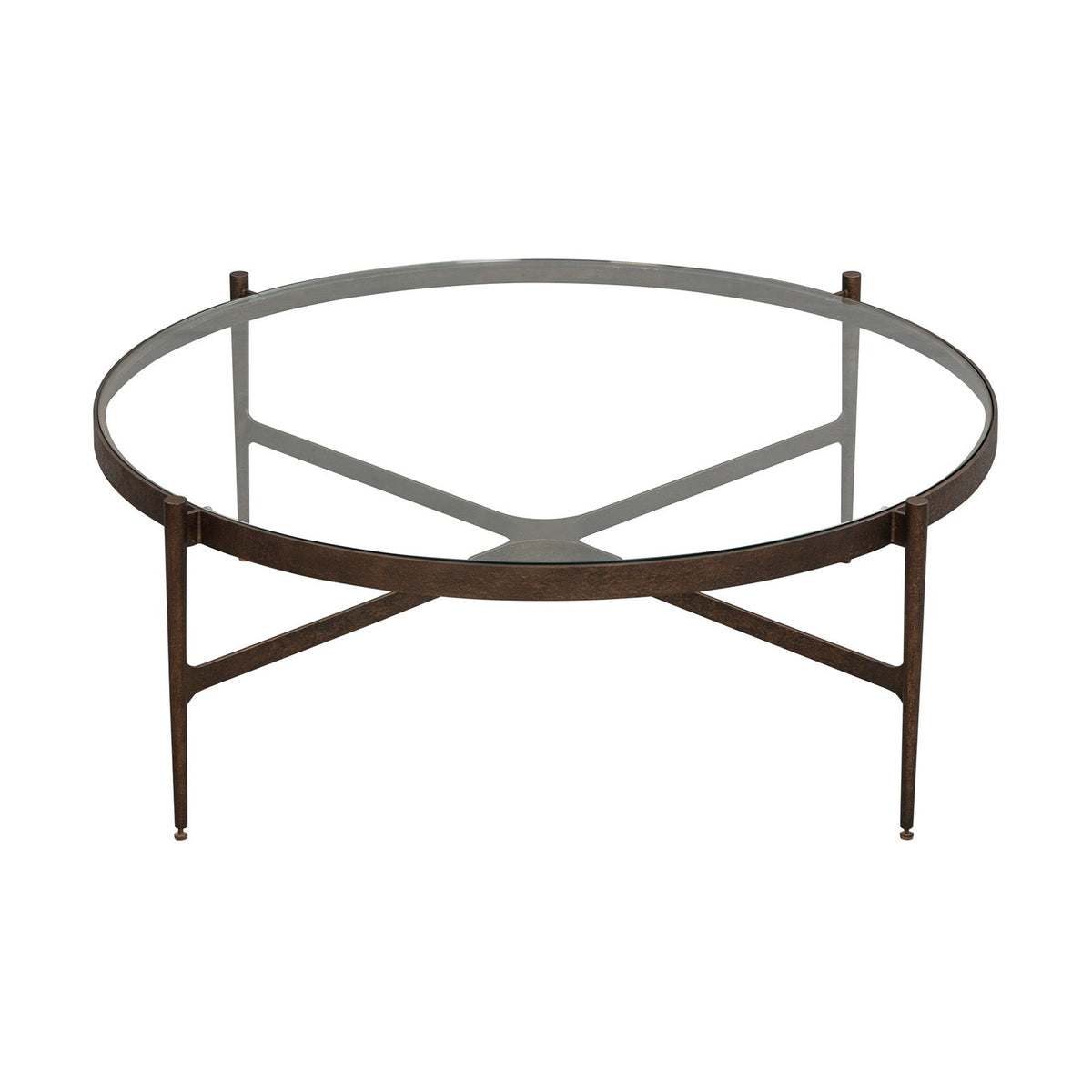 Soho Coffee Table - Antique Brass and Clear Glass