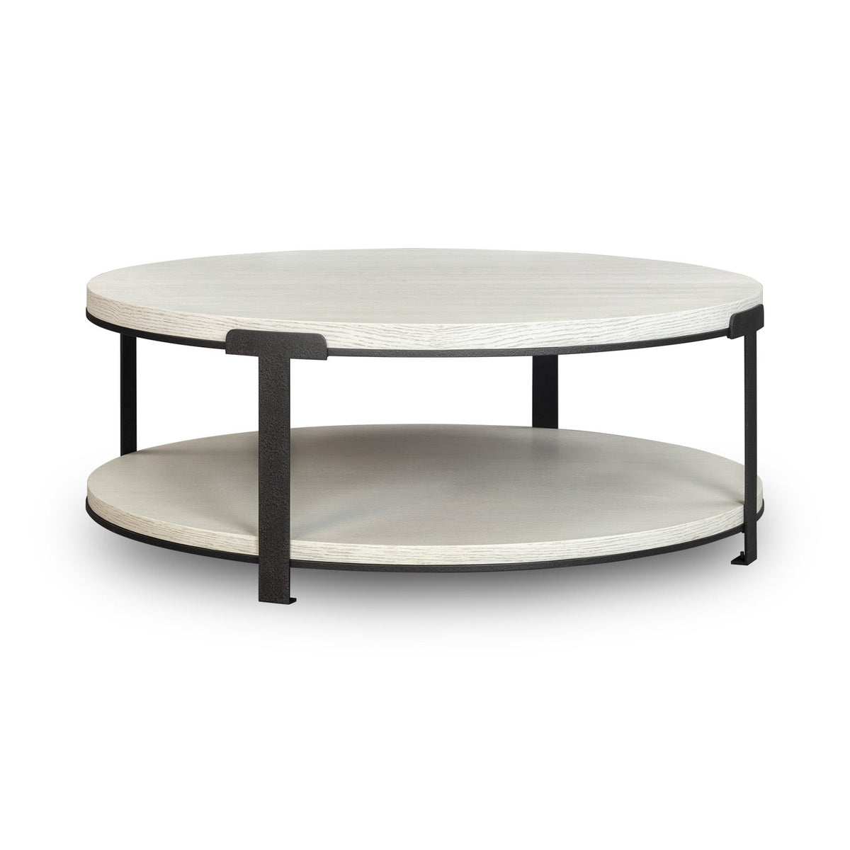 Alcana Coffee Table - Cloud Stained Oak and Black Textured Metal