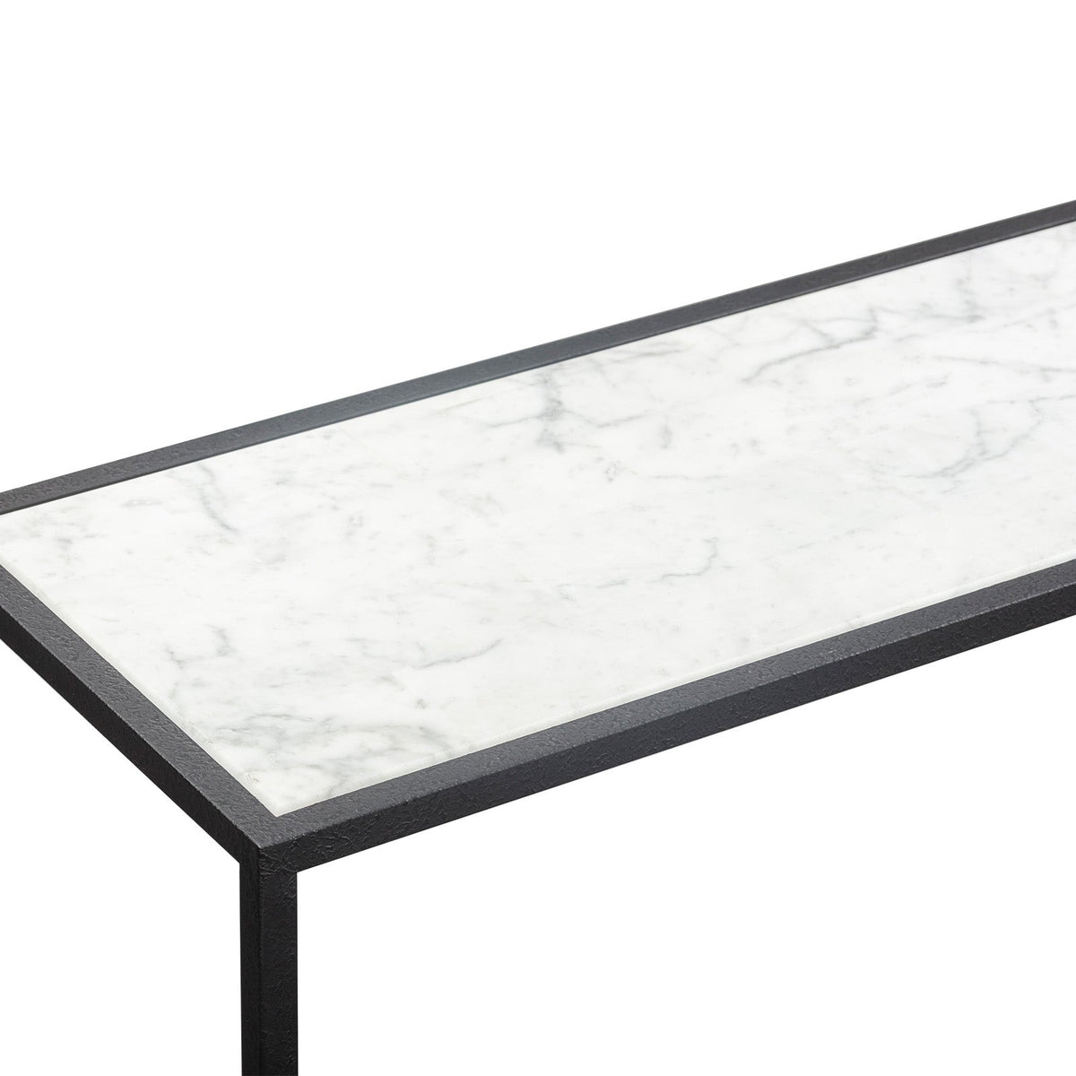 Noto Console Table 1.5m - Carrara Marble and Black Textured Metal