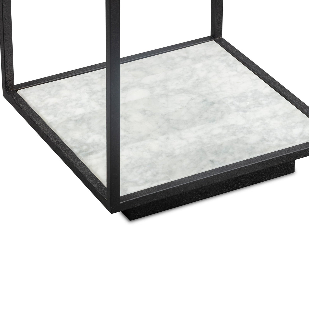 Belmon Side Table - Carrara Marble and Black Textured Metal
