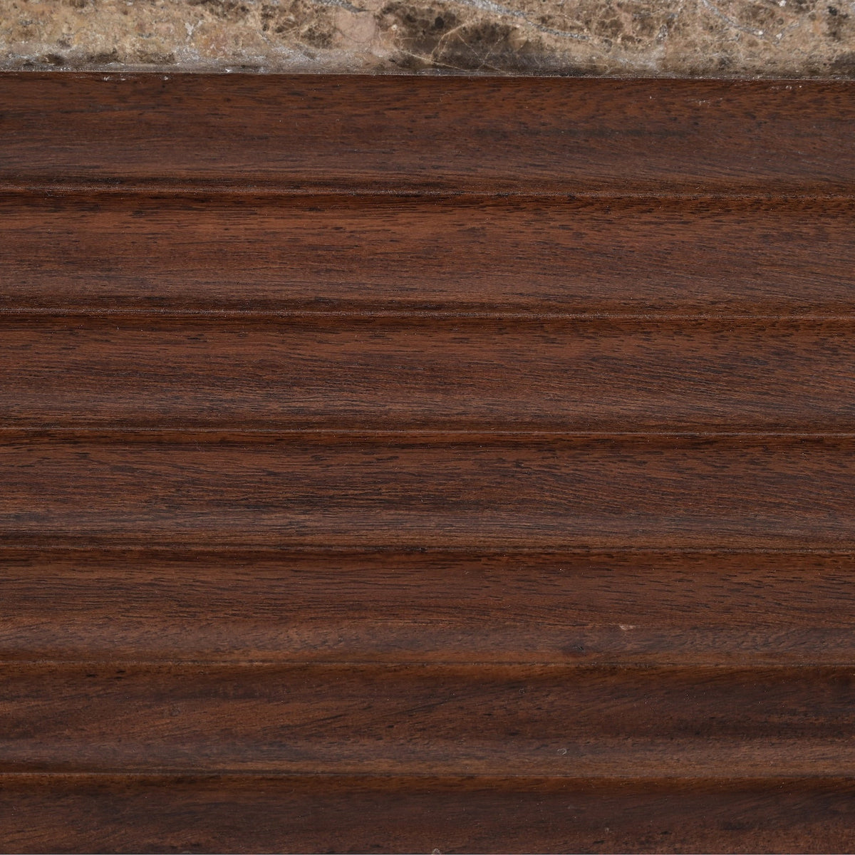 Allure Desk - Dark Brown Emperador Marble & Brushed Mid Brown Textured Acacia Wood