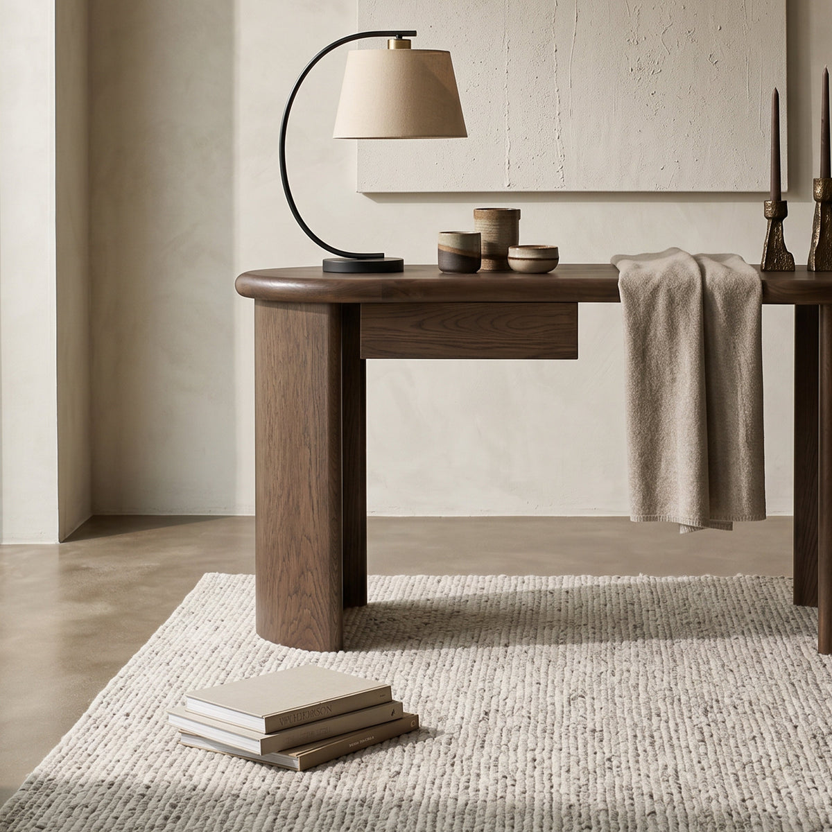 Lluna Desk - Brushed Mid Brown Oak