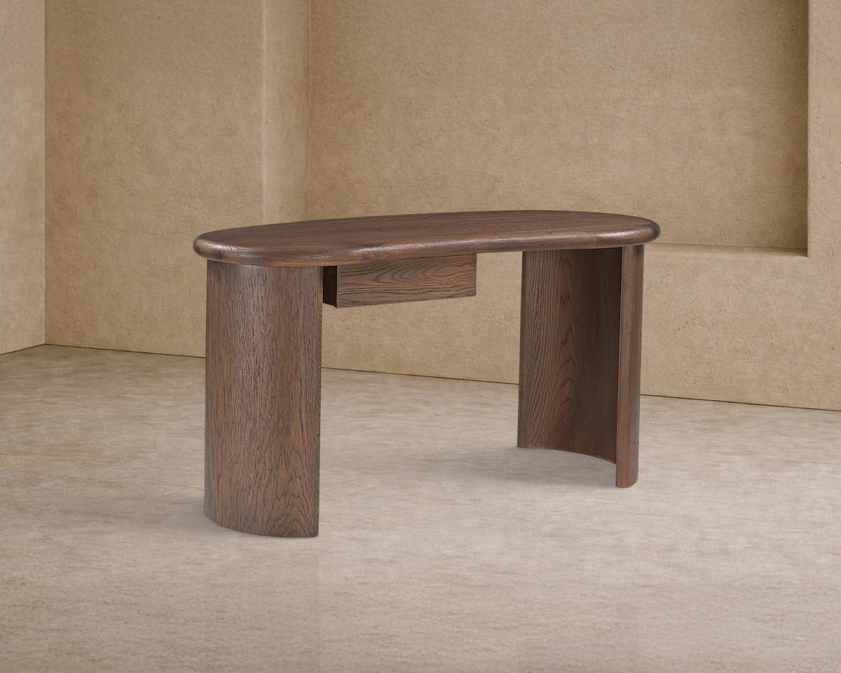 Lluna Desk - Brushed Mid Brown Oak