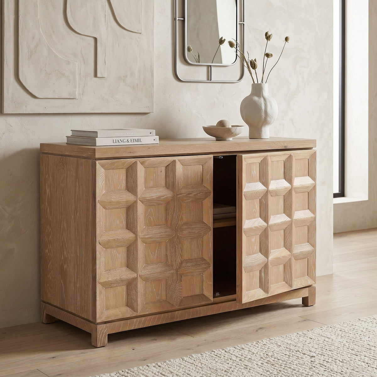 Llauna  2 Door Sideboard  - Brushed Light Beige Oak