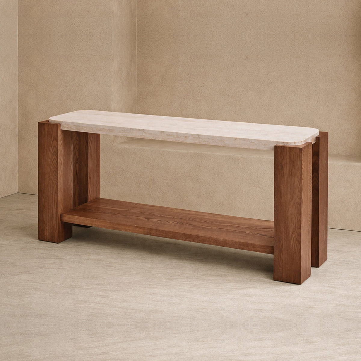 Calla Console Table - Beige/Mid Brown