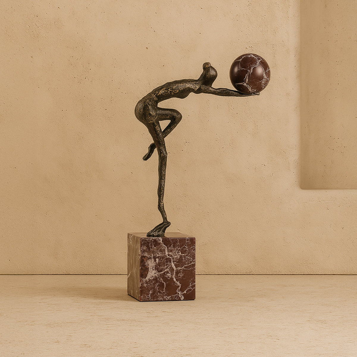 Selene Sculpture - Dark Bronze/Marble