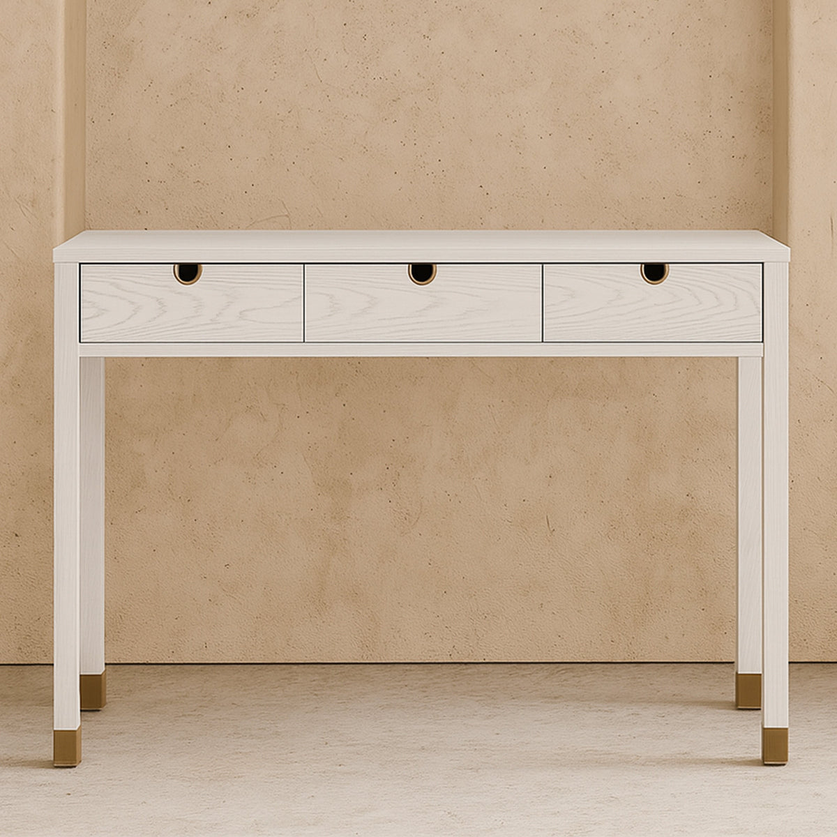 Alcudia Dressing Table - Ivory Brushed/Antique Brass