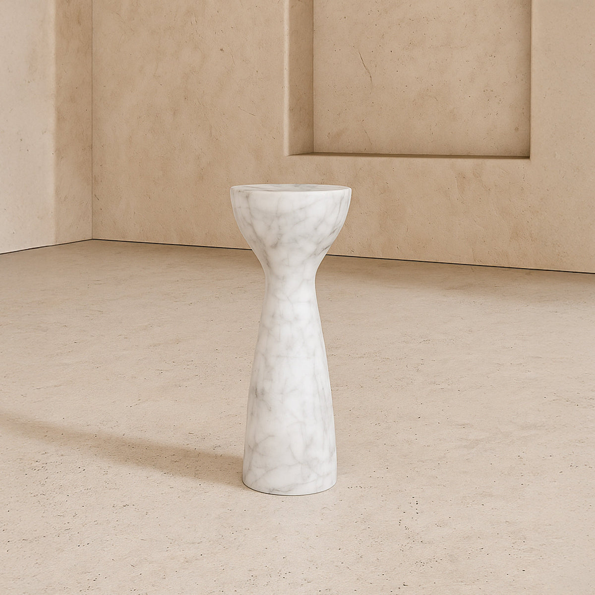 Akali Side Table Small - Carrara White Marble Effect