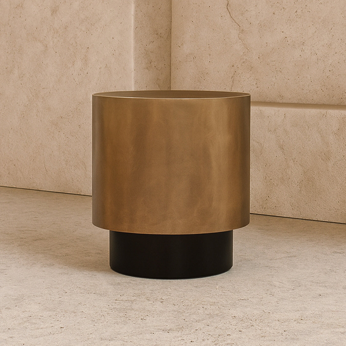 Aldo Side Table - Steel Hairline Bronze, Satin Black Base