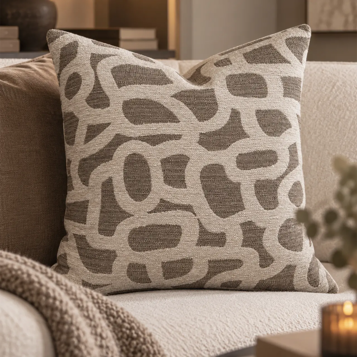 Scribble Pattern Natural Cushion