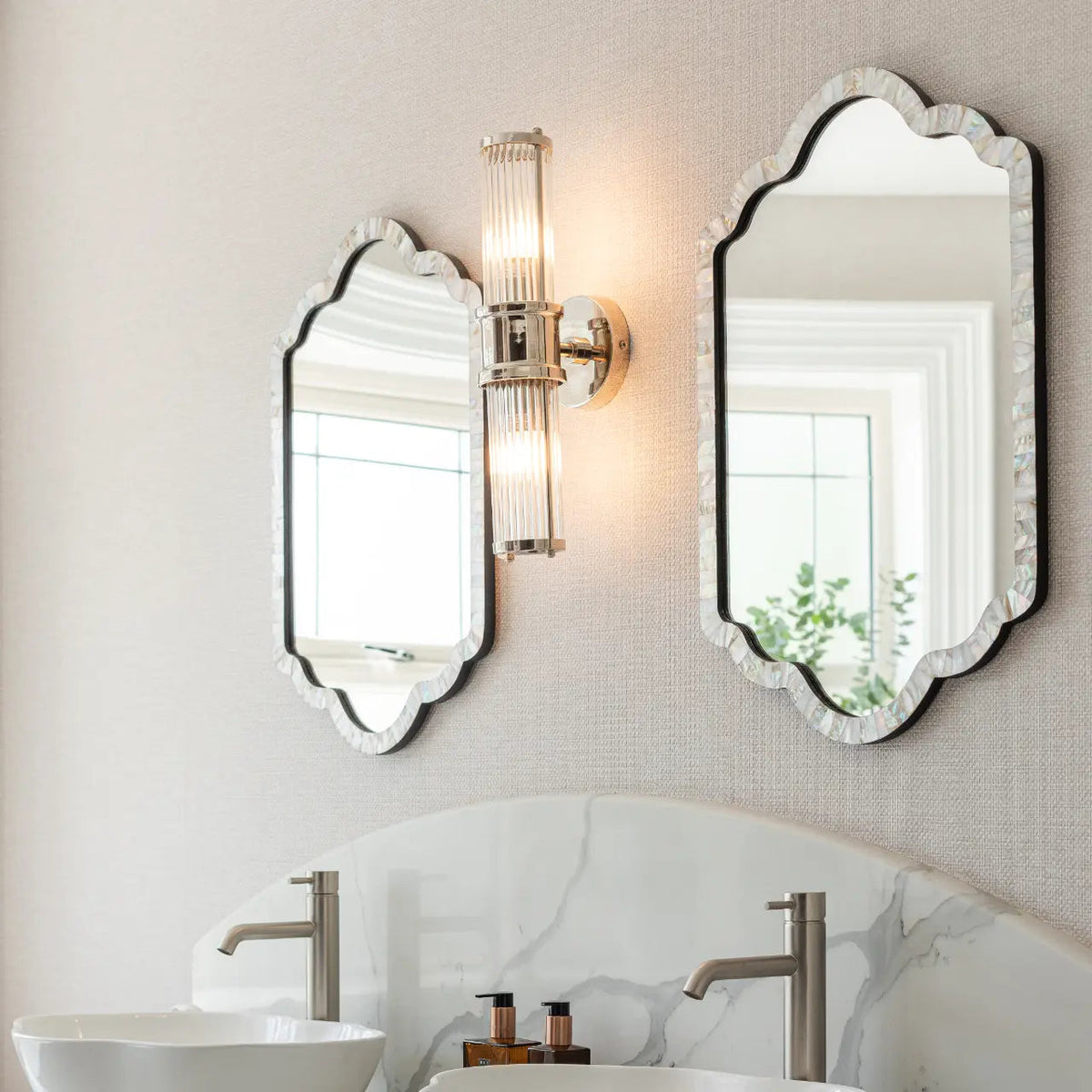 Preston Wall Light - Polished Nickel Finish, Glass