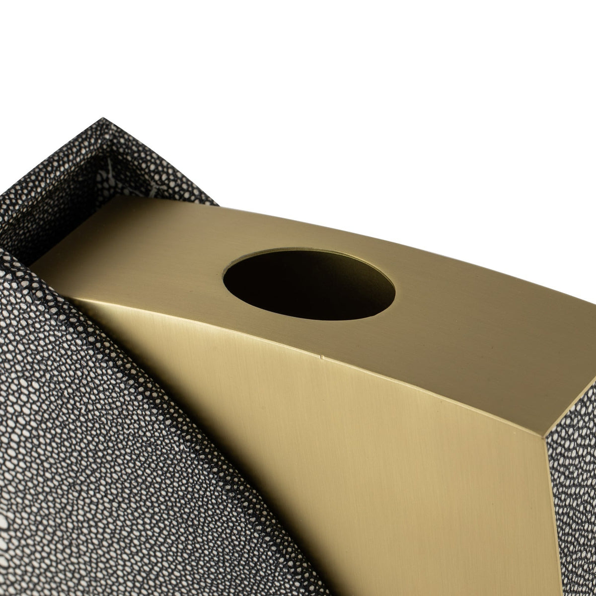 Raymond Vase - Grey Faux Shagreen/Brushed Brass