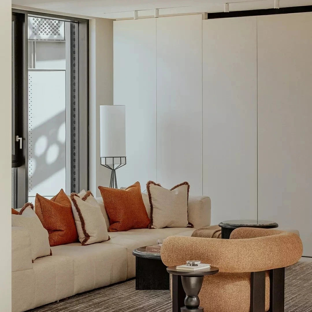 Faro Floor Lamp - Matt Black & White Linen
