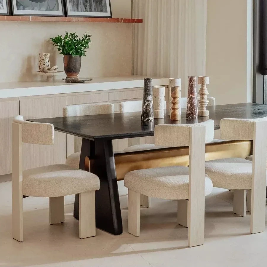 Walden Dining Table - Black Oak Veneer/Brushed Brass